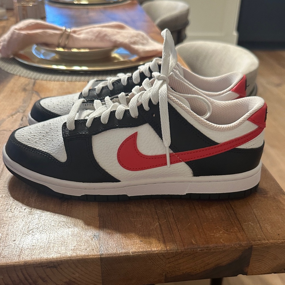 Nike Black and White Shoes with Red Accent